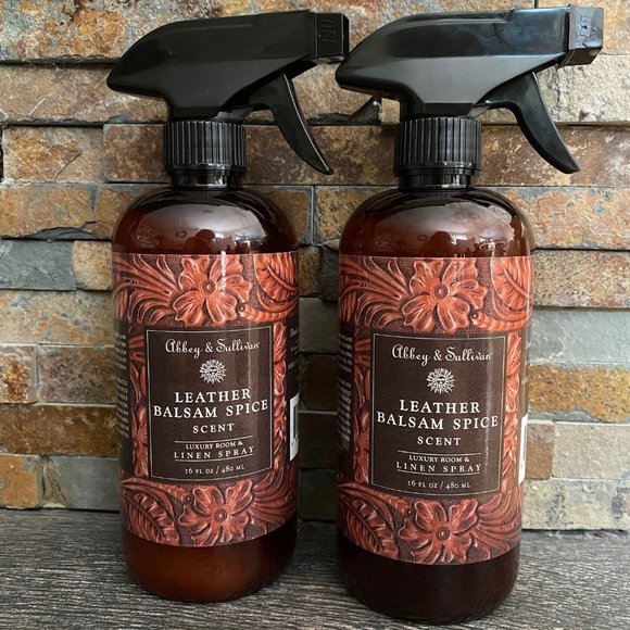 (2)-Abbey & Sullivan-LEATHER BALSAM SPICE-Luxury Room & Linen Spray Pump-L 16 oz - Picture 1 of 1